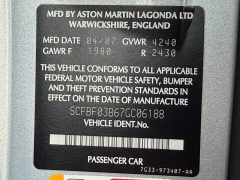 2007 Aston Martin V8 Vantage