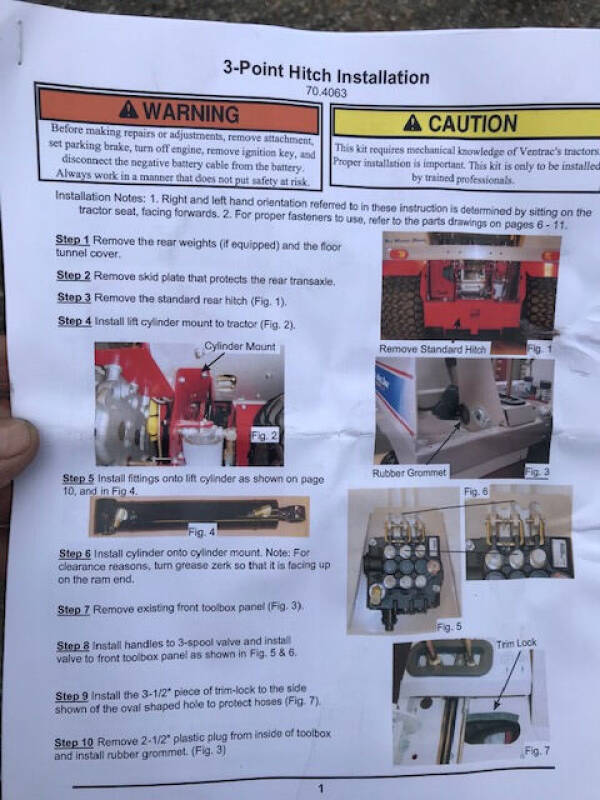 2017 Ventrac 3 PT Hitch 4100 & 4200