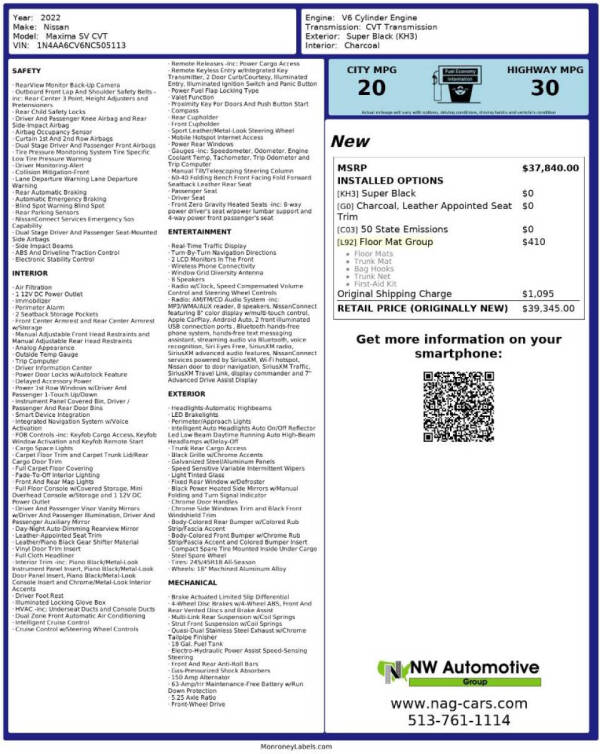 2022 Nissan Maxima 3.5 SV