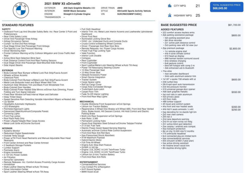 2021 BMW X5 xDrive40i