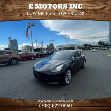 2019 Tesla Model 3 for sale at E Motors INC in Vienna VA