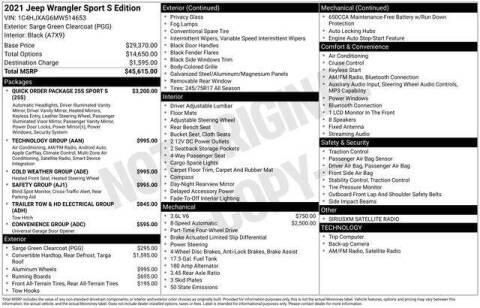 2021 Jeep Wrangler Sport S