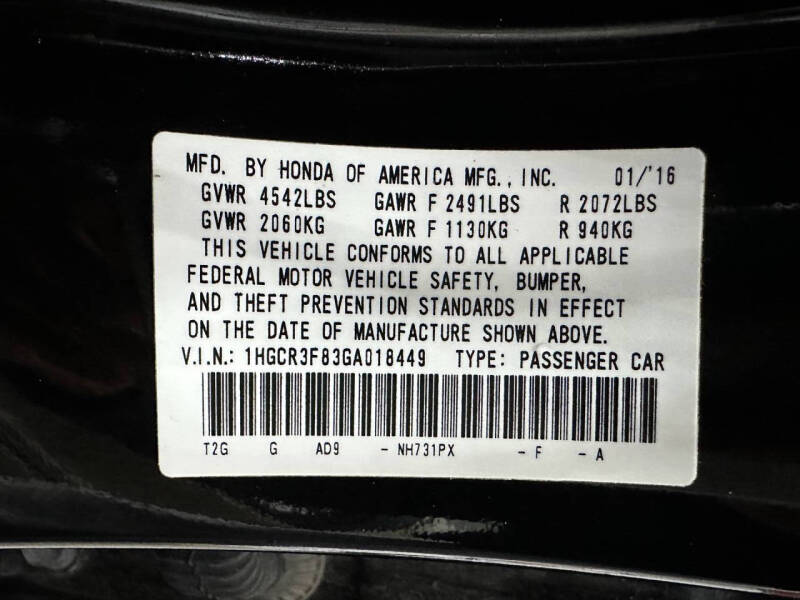 2016 Honda Accord EX-L V6