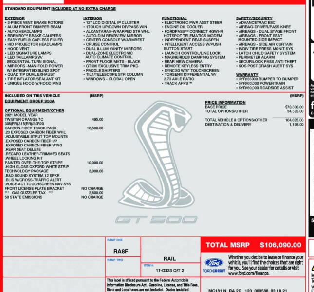 2021 Ford Mustang Shelby GT500