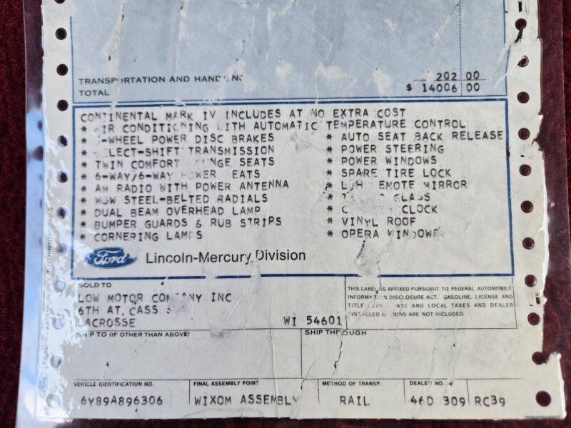 1976 Lincoln Mark IV