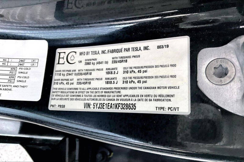 2019 Tesla Model 3 Standard Range Plus