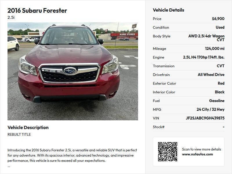 2016 Subaru Forester 2.5i
