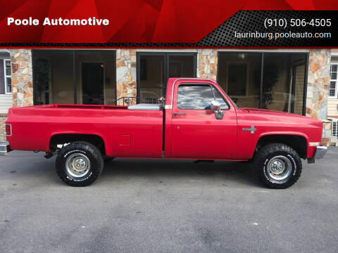 1985 Chevrolet C/K 10 Series for sale at Poole Automotive in Laurinburg NC