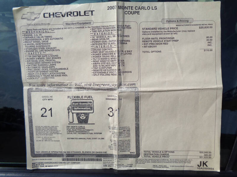 2007 Chevrolet Monte Carlo LS