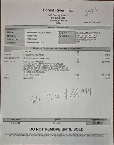 2026 Palomino BACKPACK OVE HS780