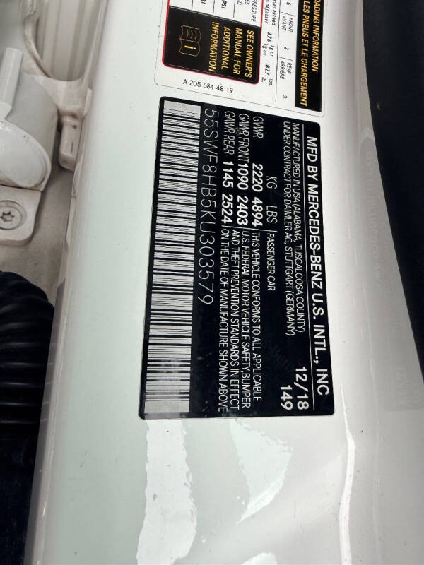 2019 Mercedes-Benz C-Class AMG C 63 S