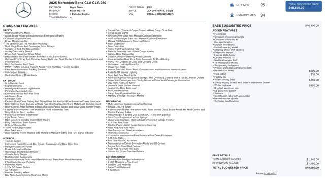 2025 Mercedes-Benz CLA CLA 250 4MATIC