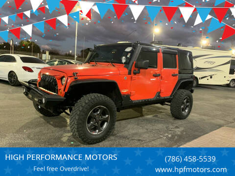 2013 Jeep Wrangler Unlimited for sale at HIGH PERFORMANCE MOTORS in Hollywood FL