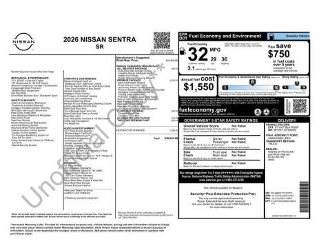 2026 Nissan Sentra SR