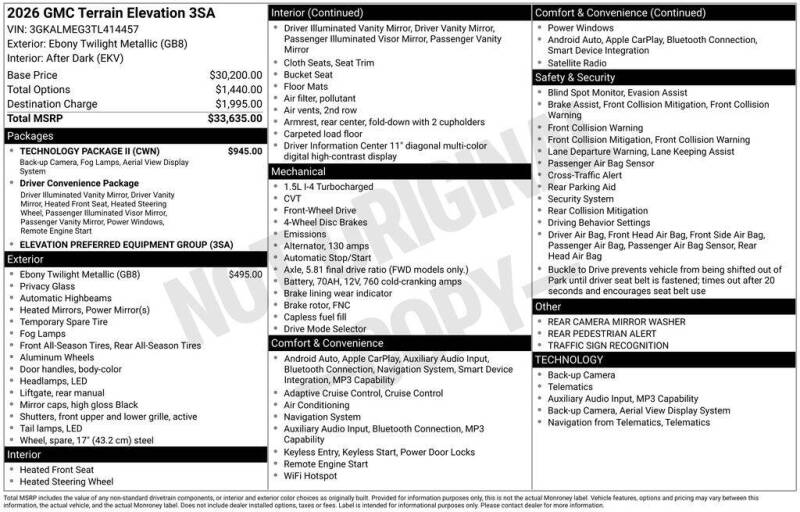 2026 GMC Terrain Elevation