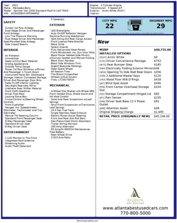 2021 Mercedes-Benz Sprinter
