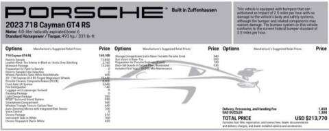 2023 Porsche 718 Cayman GT4 RS