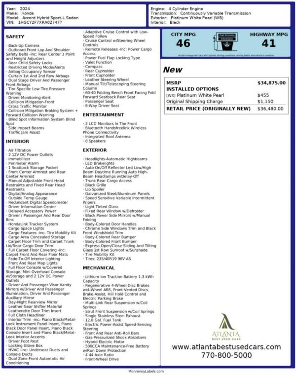 2024 Honda Accord Hybrid Sport-L