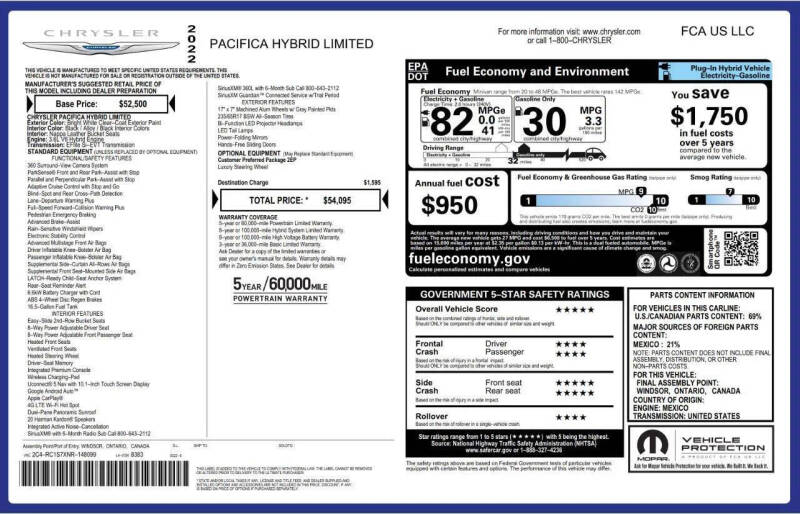 2022 Chrysler Pacifica Hybrid Limited