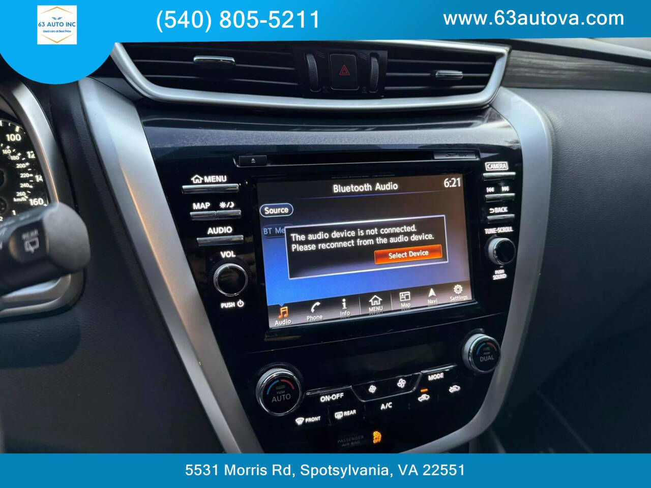 2015 Nissan Murano for sale at 63 Auto Inc in Spotsylvania, VA