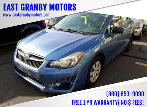 2015 Subaru Impreza for sale at EAST GRANBY MOTORS in East Granby CT