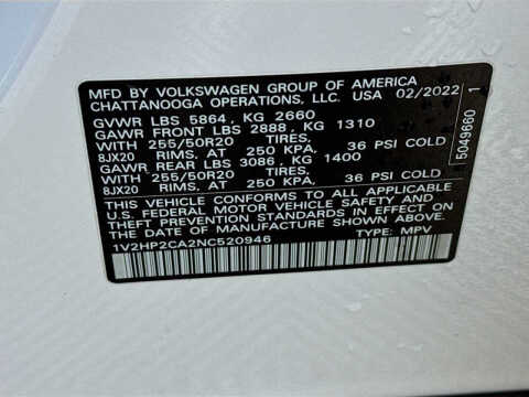 2022 Volkswagen Atlas SE 4Motion