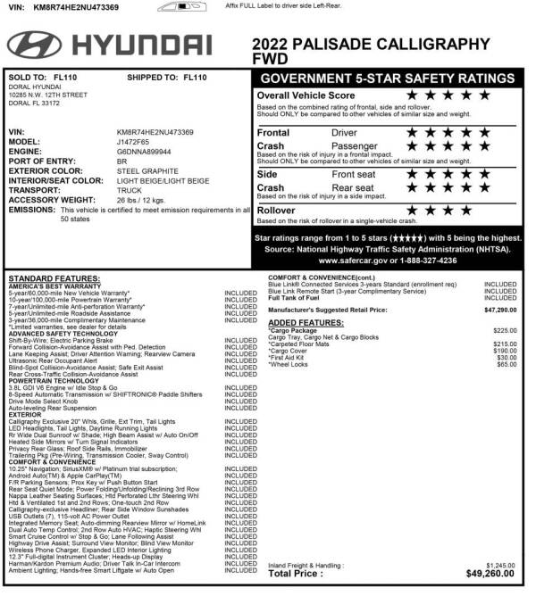 2022 Hyundai Palisade Calligraphy