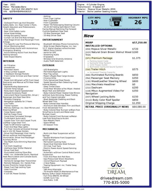 2021 Mercedes-Benz GLE GLE 350 4MATIC