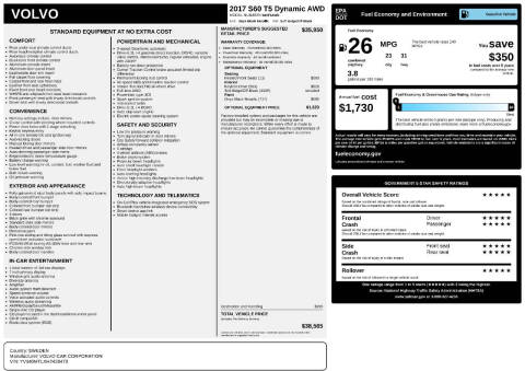 2017 Volvo S60 T5 Dynamic
