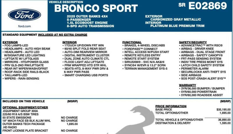 2025 Ford Bronco Sport Outer Banks