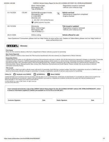 2015 Honda Odyssey EX