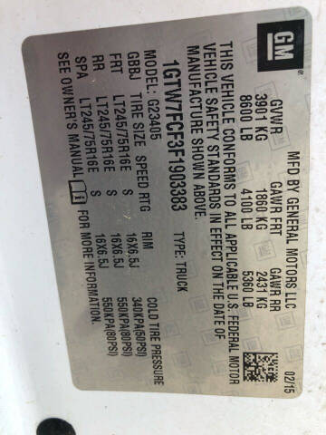 2015 GMC Savana 2500