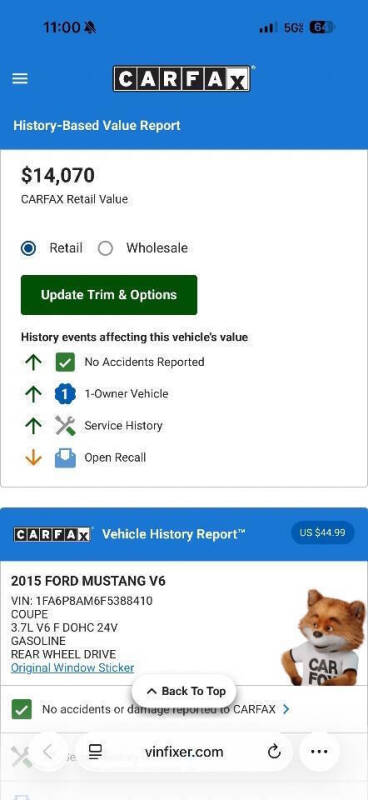 2015 Ford Mustang V6