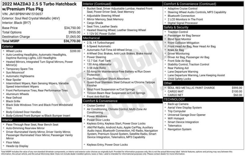 2022 Mazda Mazda3 Hatchback Premium Plus