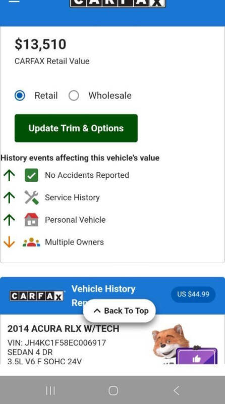 2014 Acura RLX w/Tech