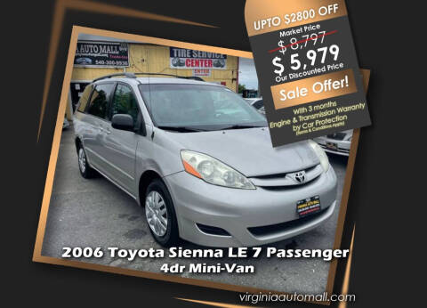 2006 Toyota Sienna for sale at Virginia Auto Mall in Woodford VA