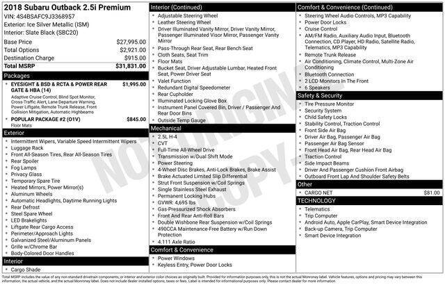 2018 Subaru Outback 2.5i Premium