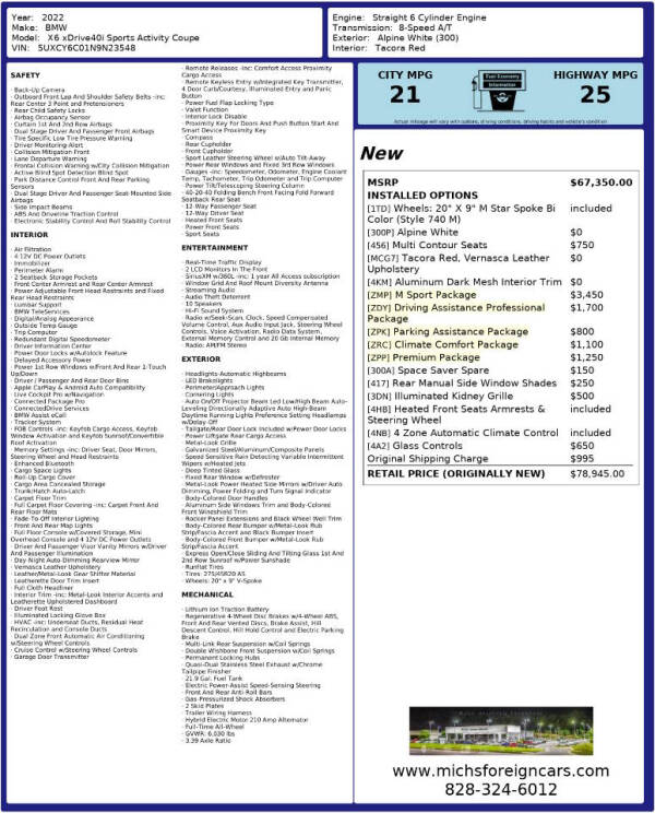 2022 BMW X6 xDrive40i