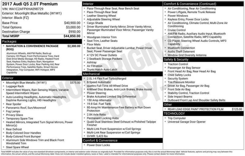 2017 Audi Q5 2.0T quattro Premium