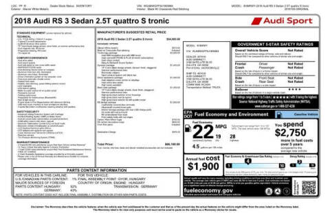 2018 Audi RS 3 2.5T quattro