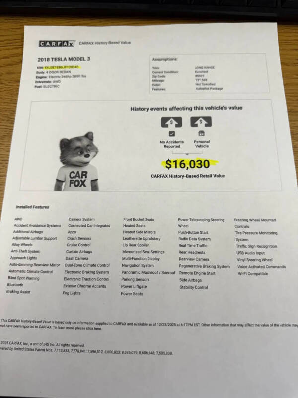 2018 Tesla Model 3 Long Range