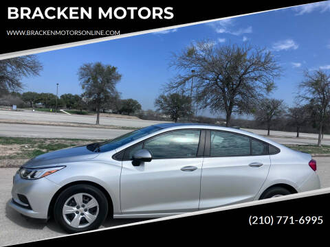 2018 Chevrolet Cruze for sale at BRACKEN MOTORS in San Antonio TX