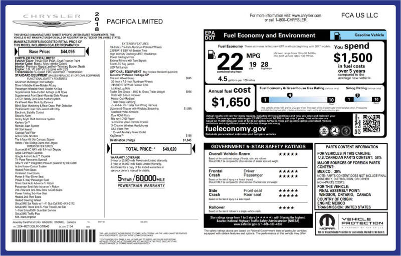 2018 Chrysler Pacifica Limited