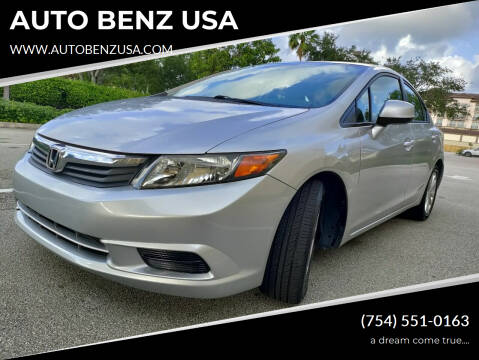 2012 Honda Civic for sale at AUTO BENZ USA in Fort Lauderdale FL