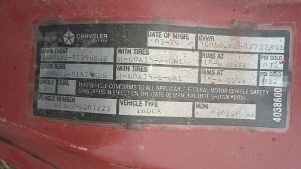 1979 Dodge D150 Pickup