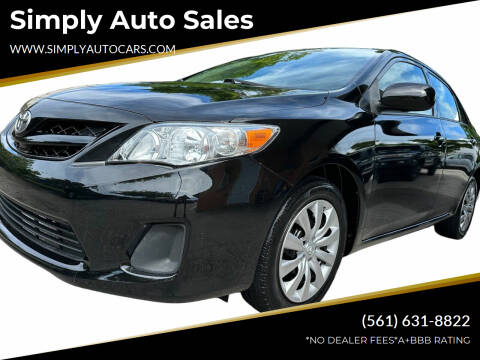 2012 Toyota Corolla for sale at Simply Auto Sales in Palm Beach Gardens FL