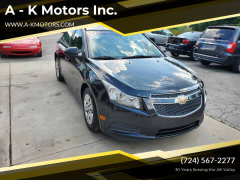 2013 Chevrolet Cruze for sale at A - K Motors Inc. in Vandergrift PA