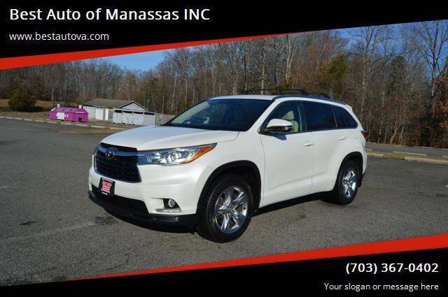 2015 Toyota Highlander for sale at Best Auto of Manassas INC in Manassas VA