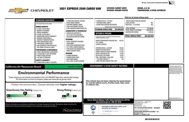 2021 Chevrolet Express 2500