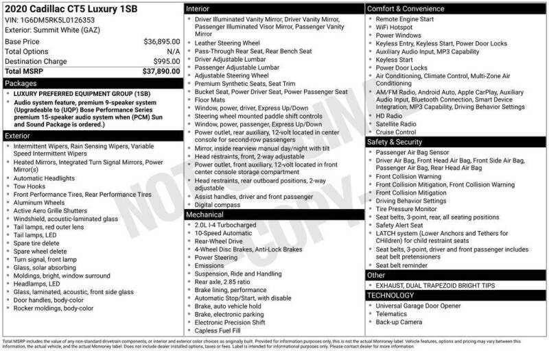 2020 Cadillac CT5 Luxury